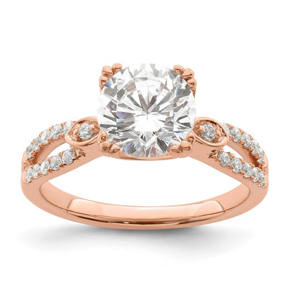 2.00ct. CZ Solid Real 14k Rose Polish 2ct Round Engagement Dia Ring