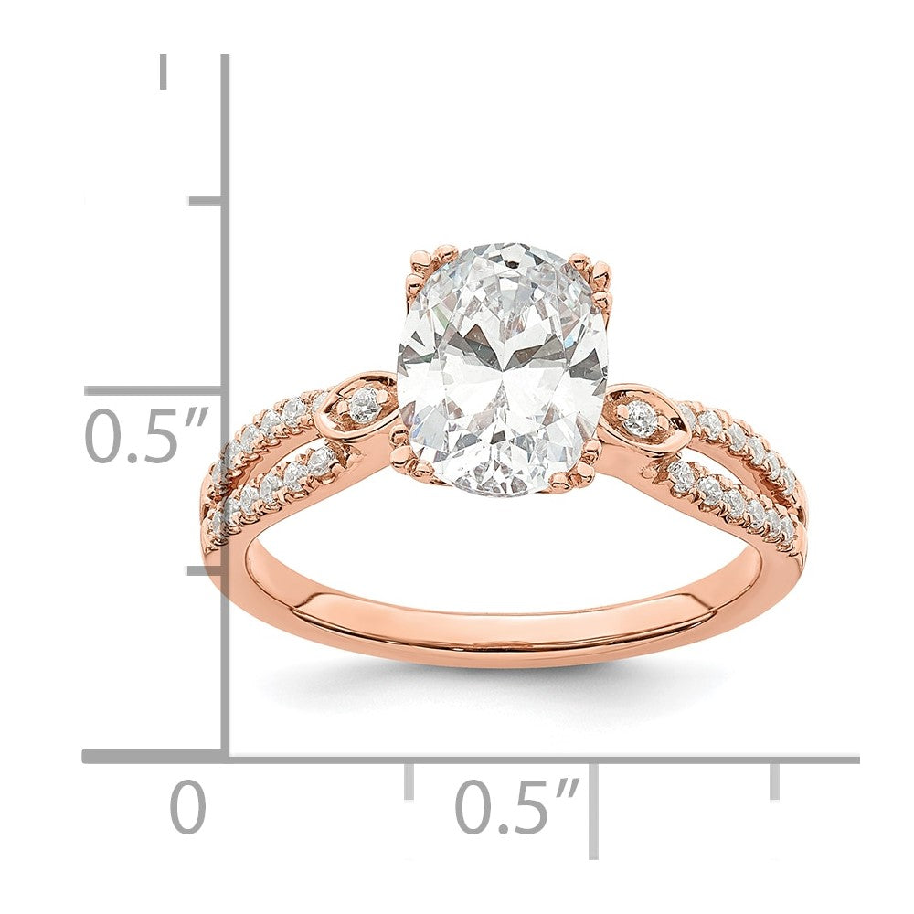 1.50ct. CZ Solid Real 14k Rose Polish 1 1/2ct Oval Engagement Dia Ring