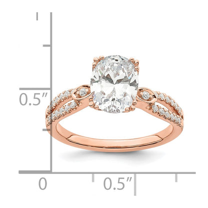 1.50ct. CZ Solid Real 14k Rose Polish 1 1/2ct Oval Engagement Dia Ring