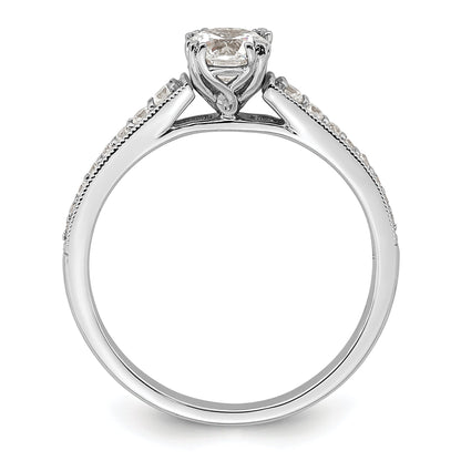 14K White Gold (Holds 1/2 Carat (5.2mm) Round Center) 1/6 Diamond Semi Mount Engagement Ring