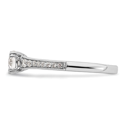 14K White Gold (Holds 1/2 Carat (5.2mm) Round Center) 1/6 Diamond Semi Mount Engagement Ring