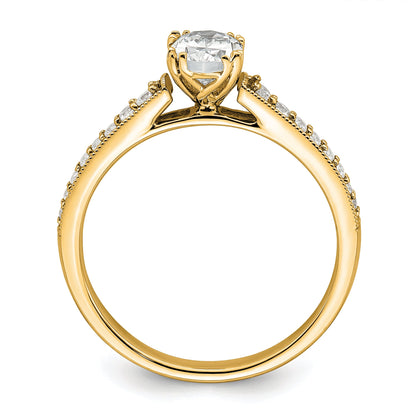 14K Yellow Gold Polish 1/2Ct Oval Semi Mount Engagement Dia Ring