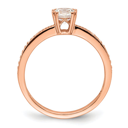14K Rose Gold (Holds 1/2 Carat (5.2mm) Round Center) 1/15 Diamond Semi Mount Engagement Ring