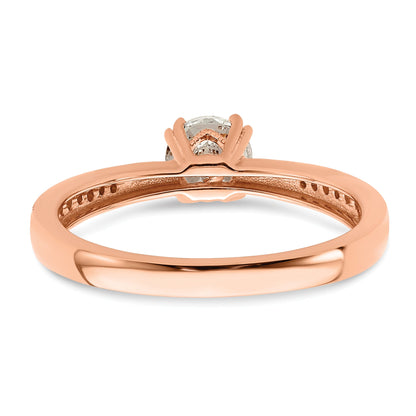 14K Rose Gold (Holds 1/2 Carat (5.2mm) Round Center) 1/15 Diamond Semi Mount Engagement Ring