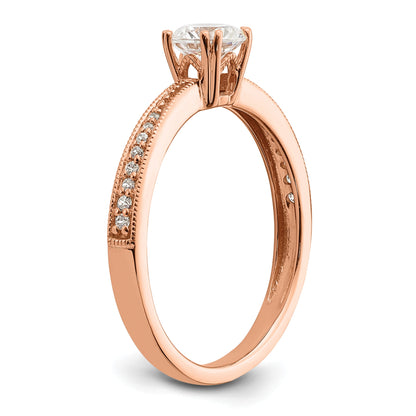 14K Rose Gold (Holds 1/2 Carat (5.2mm) Round Center) 1/15 Diamond Semi Mount Engagement Ring