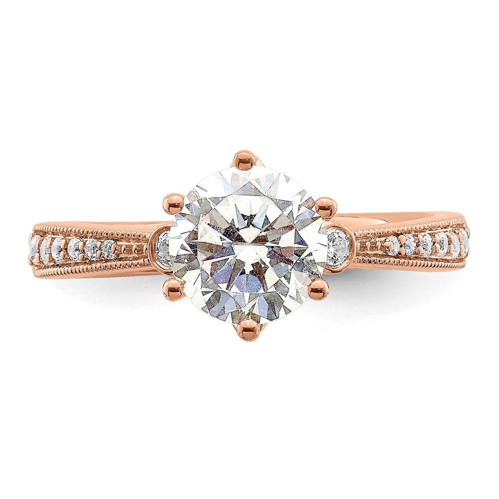 1.50ct. CZ Solid Real 14k Rose Polish 1 1/2ct Round Engagement Dia Ring