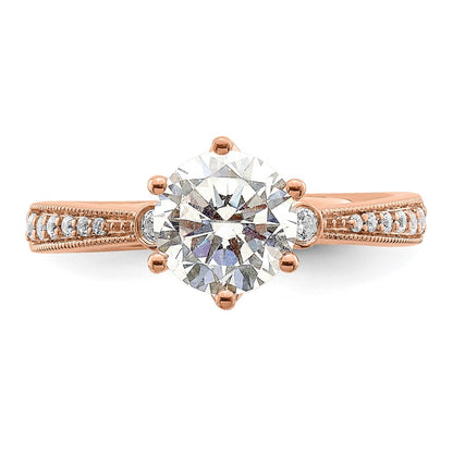 1.50ct. CZ Solid Real 14k Rose Polish 1 1/2ct Round Engagement Dia Ring