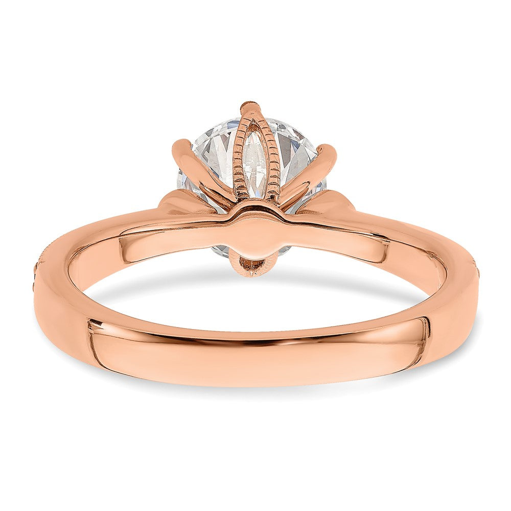 1.50ct. CZ Solid Real 14k Rose Polish 1 1/2ct Round Engagement Dia Ring
