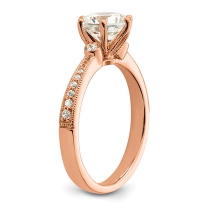 1.50ct. CZ Solid Real 14k Rose Polish 1 1/2ct Round Engagement Dia Ring