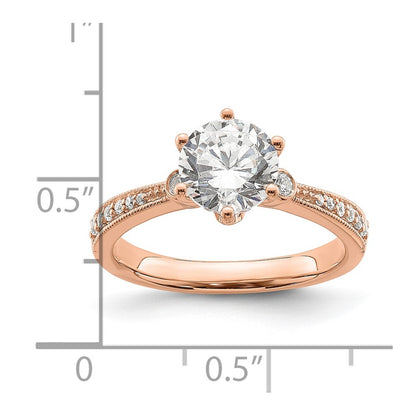 1.50ct. CZ Solid Real 14k Rose Polish 1 1/2ct Round Engagement Dia Ring