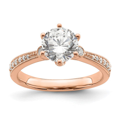 1.50ct. CZ Solid Real 14k Rose Polish 1 1/2ct Round Engagement Dia Ring