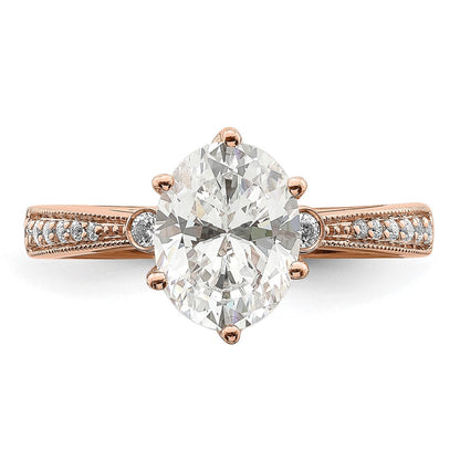 1.50ct. CZ Solid Real 14k Rose Polish 1 1/2ct Oval Engagement Dia Ring
