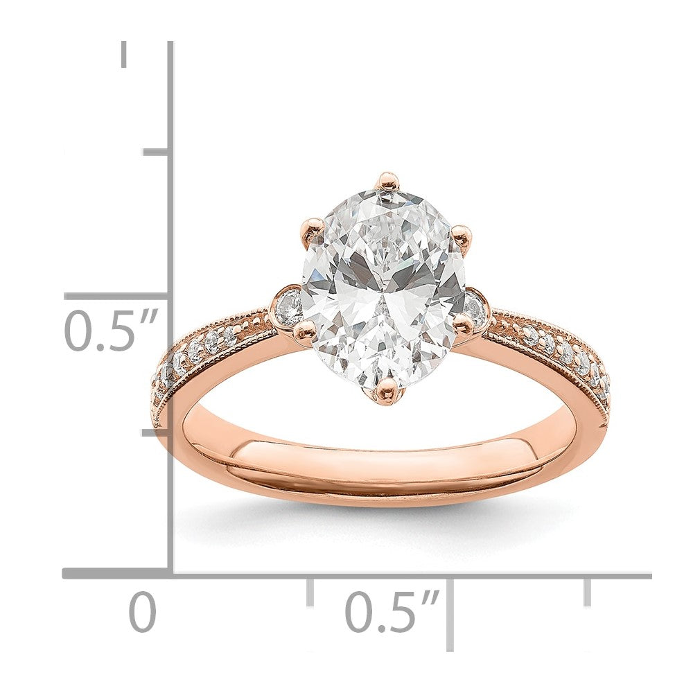 1.50ct. CZ Solid Real 14k Rose Polish 1 1/2ct Oval Engagement Dia Ring