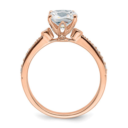 1.50ct. CZ Solid Real 14k Rose Polish 1 1/2ct Cushion Engagement Dia Ring