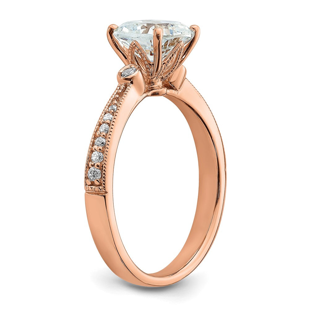 1.50ct. CZ Solid Real 14k Rose Polish 1 1/2ct Cushion Engagement Dia Ring