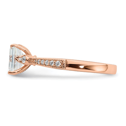 14K Rose Gold (Holds 1 Carat (6.9X5.2mm) Emerald Cut Center) 1/15 Diamond Semi Mount Engagement Ring