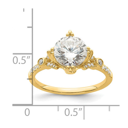 2.00ct. CZ Solid Real 14k Polish 2ct Round Engagement Dia Ring
