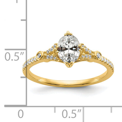 14K Yellow Gold (Holds 1 Carat (8.00X6.1mm) Oval Center) 1/8 Diamond Semi Mount Engagement Ring