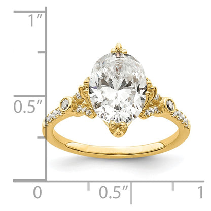 2.00ct. CZ Solid Real 14k Polish 2ct Oval Engagement Dia Ring