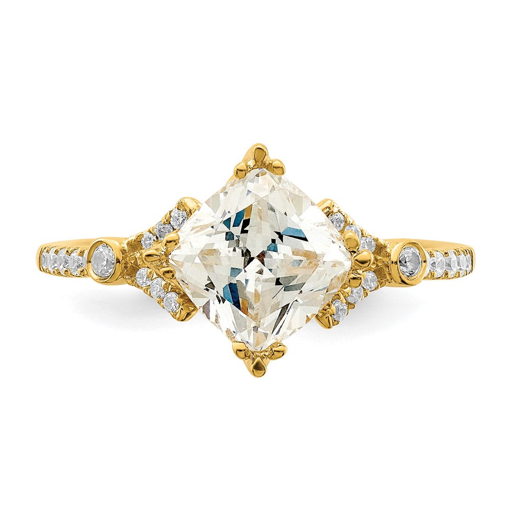 1.50ct. CZ Solid Real 14k Polish 1 1/2ct Cushion Engagement Dia Ring