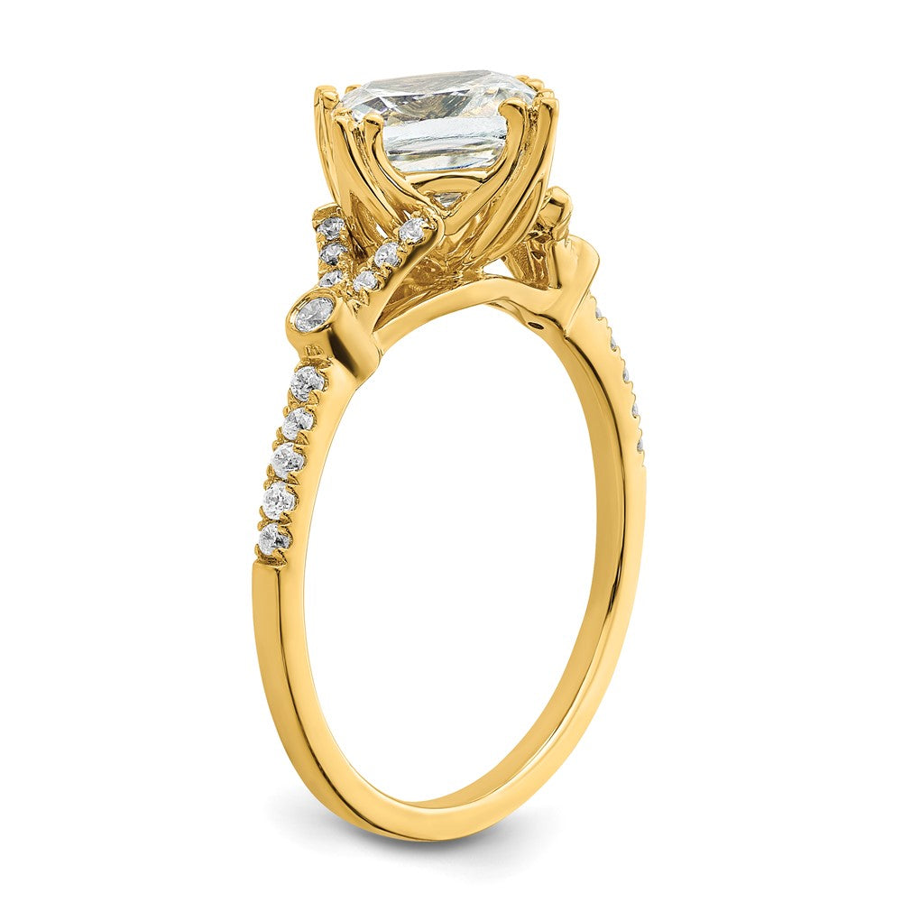 1.50ct. CZ Solid Real 14k Polish 1 1/2ct Cushion Engagement Dia Ring