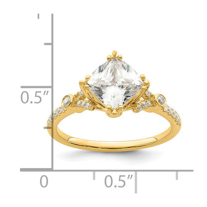 1.50ct. CZ Solid Real 14k Polish 1 1/2ct Cushion Engagement Dia Ring