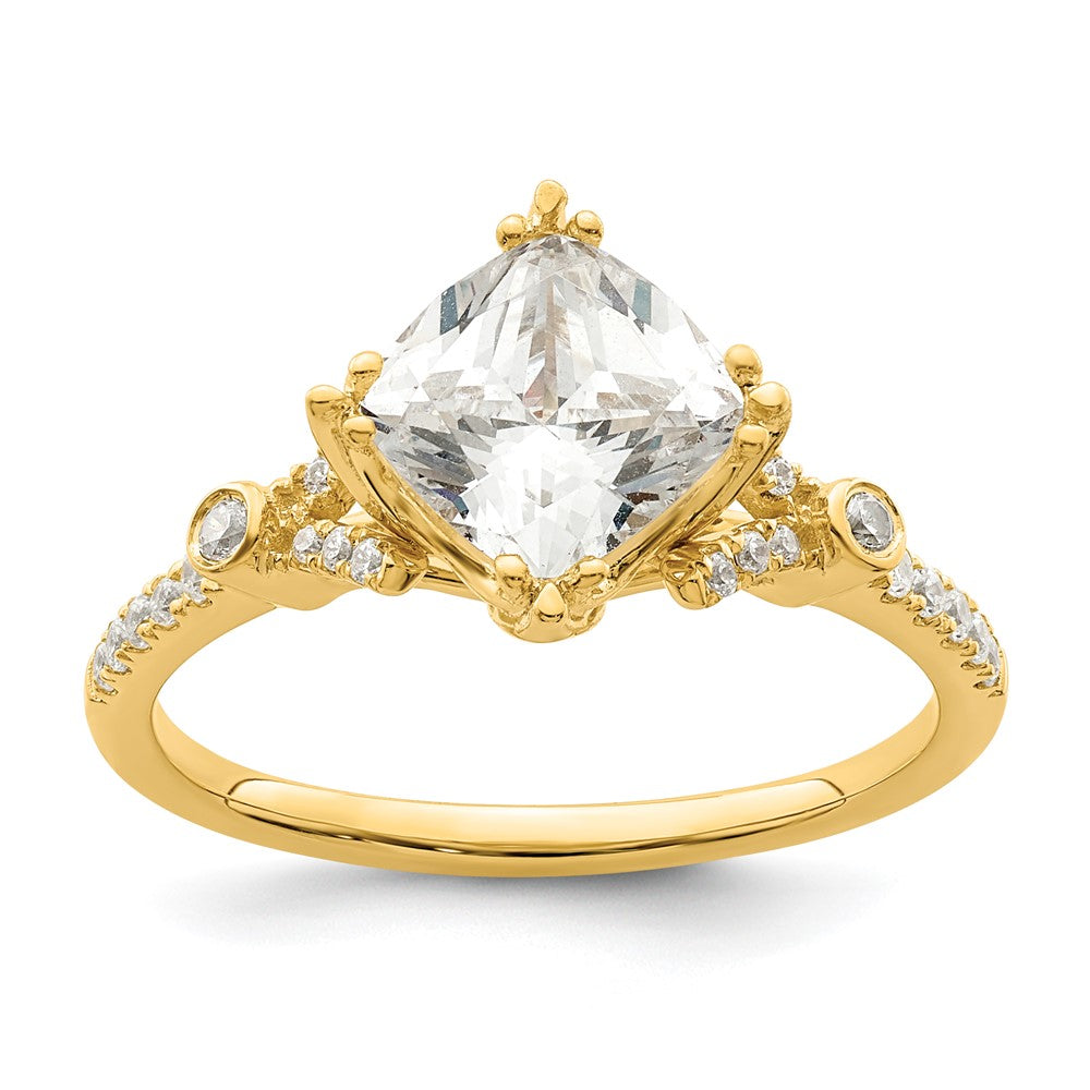 1.50ct. CZ Solid Real 14k Polish 1 1/2ct Cushion Engagement Dia Ring