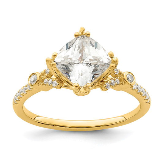 1.50ct. CZ Solid Real 14k Polish 1 1/2ct Cushion Engagement Dia Ring