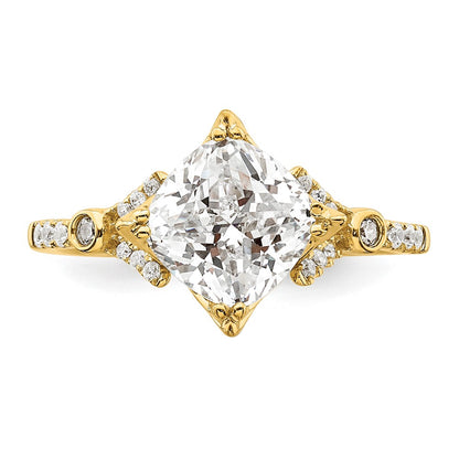 2.00ct. CZ Solid Real 14k Polish 2ct Cushion Engagement Dia Ring