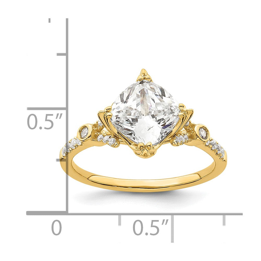 2.00ct. CZ Solid Real 14k Polish 2ct Cushion Engagement Dia Ring