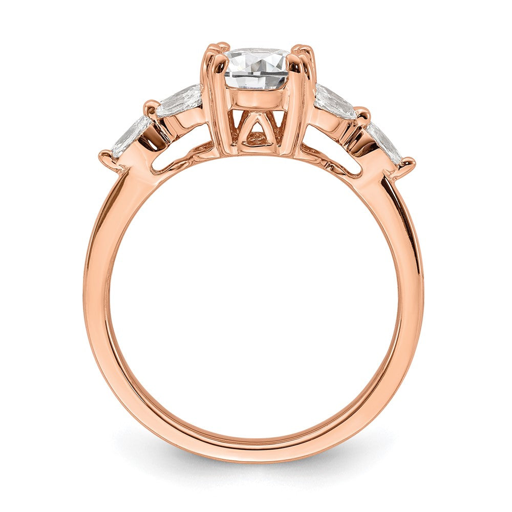 14K Rose Gold (Holds 1 Carat (8.00X6.1mm) Oval Center) 1/5 Marquise Diamond Semi Mount Engagement Ring