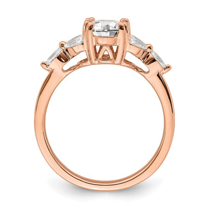 14K Rose Gold (Holds 1 Carat (8.00X6.1mm) Oval Center) 1/5 Marquise Diamond Semi Mount Engagement Ring
