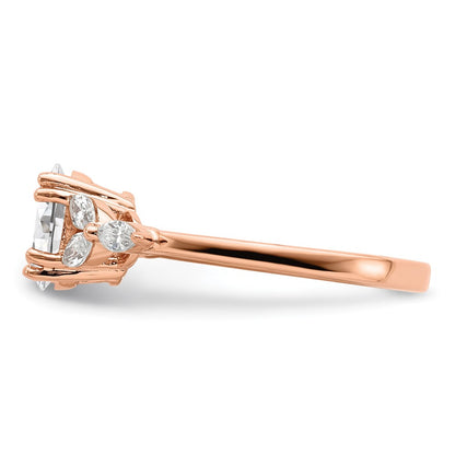 14K Rose Gold (Holds 1 Carat (8.00X6.1mm) Oval Center) 1/5 Marquise Diamond Semi Mount Engagement Ring