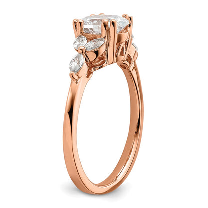 14K Rose Gold (Holds 1 Carat (8.00X6.1mm) Oval Center) 1/5 Marquise Diamond Semi Mount Engagement Ring
