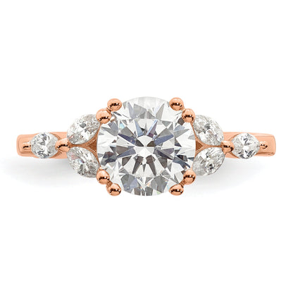 14K Rose Gold (Holds 1.5 Carat (7.5mm) Round Center) 1/5 Marquise Diamond Semi Mount Engagement Ring