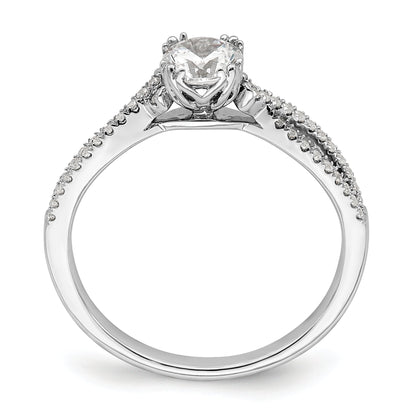 14K White Gold Criss Cross (Holds 1/2 Carat (5.2mm) Round Center) 1/6 Diamond Semi Mount Engagement Ring