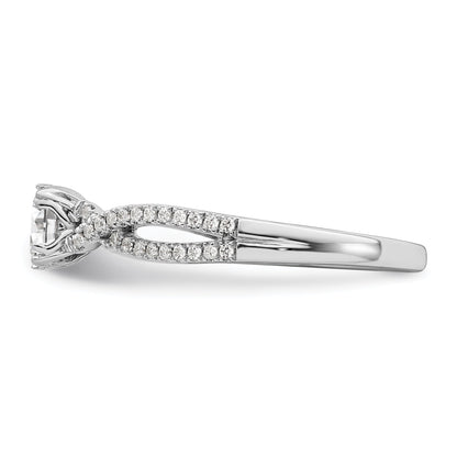 14K White Gold Criss Cross (Holds 1/2 Carat (5.2mm) Round Center) 1/6 Diamond Semi Mount Engagement Ring