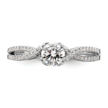 14K White Gold Criss Cross (Holds 1/2 Carat (5.2mm) Round Center) 1/6 Diamond Semi Mount Engagement Ring