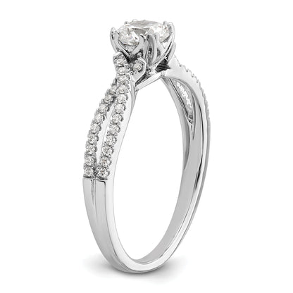 14K White Gold Criss Cross (Holds 1/2 Carat (5.2mm) Round Center) 1/6 Diamond Semi Mount Engagement Ring