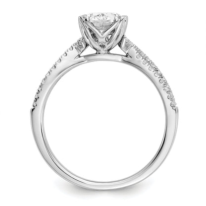 14K White Gold Criss Cross (Holds 1 Carat (8.00X6.1mm) Oval Center) 1/5 Diamond Semi Mount Engagement Ring
