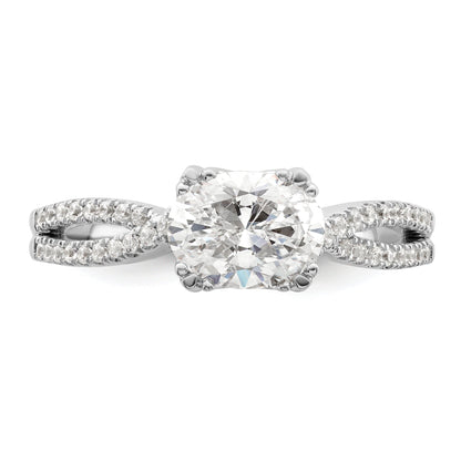 14K White Gold Criss Cross (Holds 1 Carat (8.00X6.1mm) Oval Center) 1/5 Diamond Semi Mount Engagement Ring