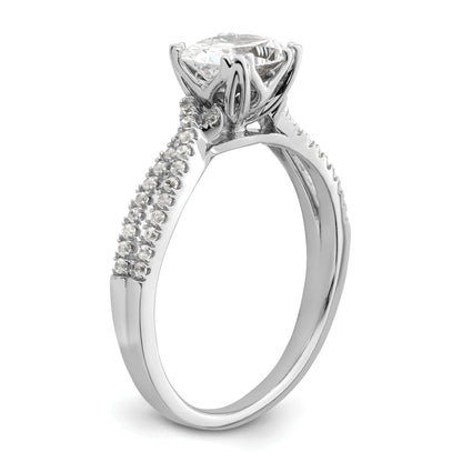 14K White Gold Criss Cross (Holds 1 Carat (8.00X6.1mm) Oval Center) 1/5 Diamond Semi Mount Engagement Ring