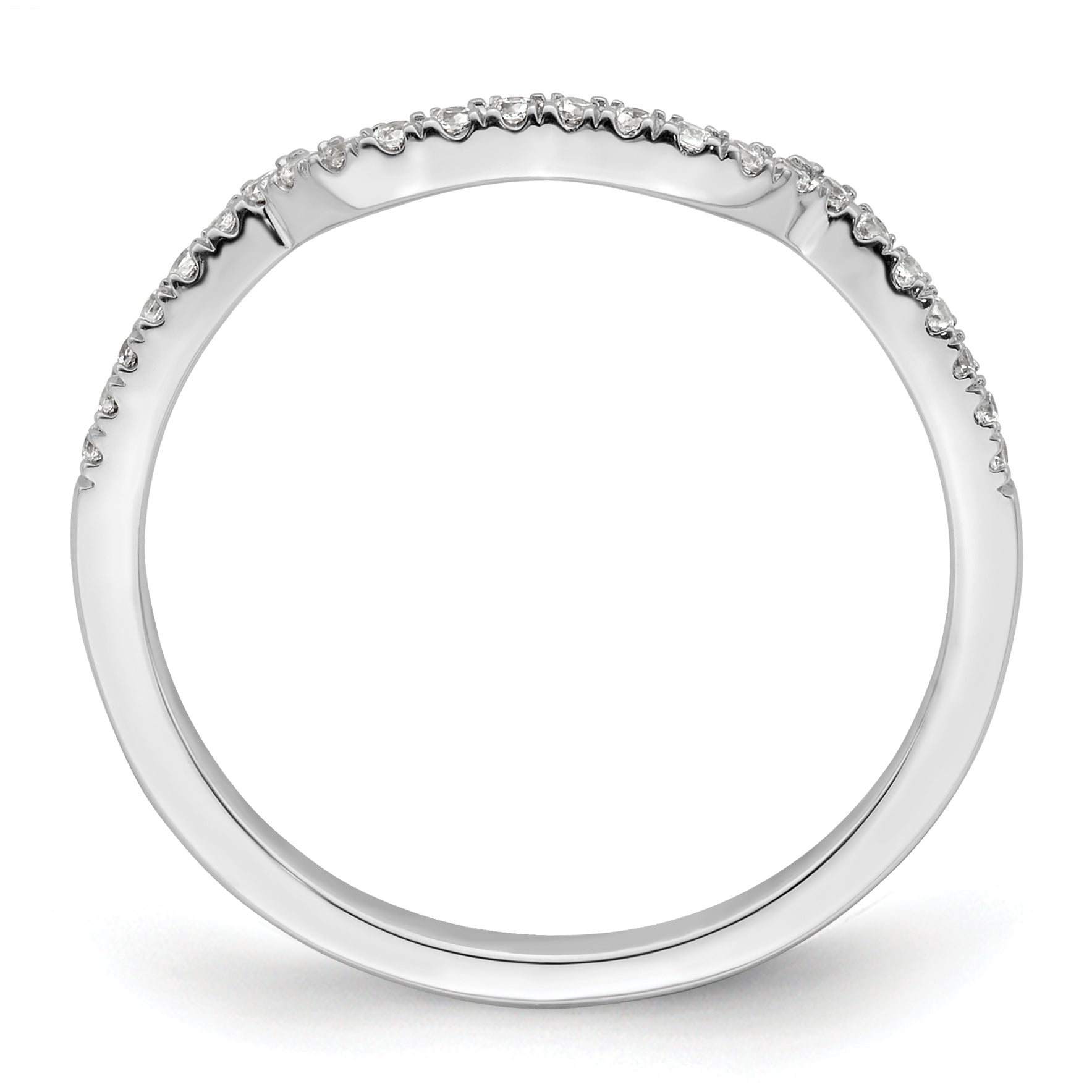 14K White Gold 1/8 Carat Diamond Contoured Complete Wedding Band