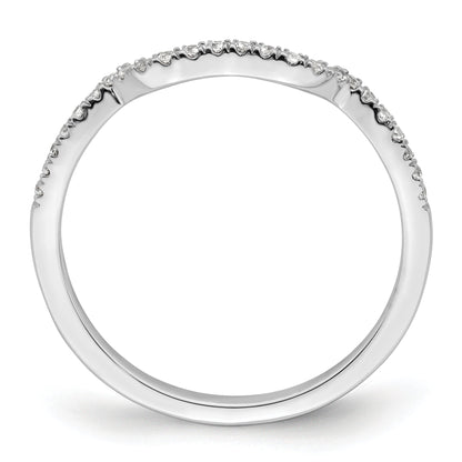 14K White Gold 1/8 Carat Diamond Contoured Complete Wedding Band