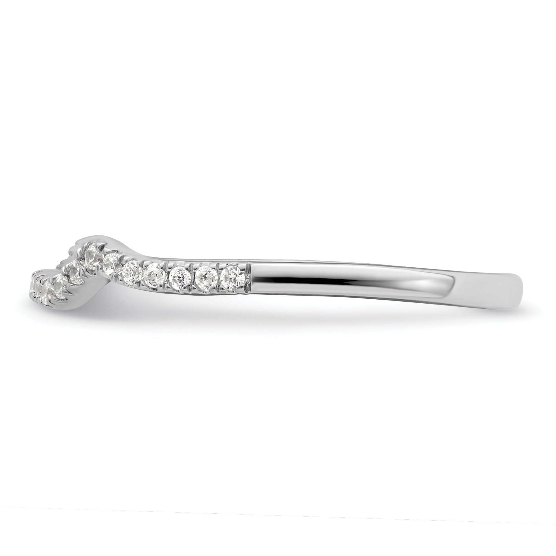 14K White Gold 1/8 Carat Diamond Contoured Complete Wedding Band