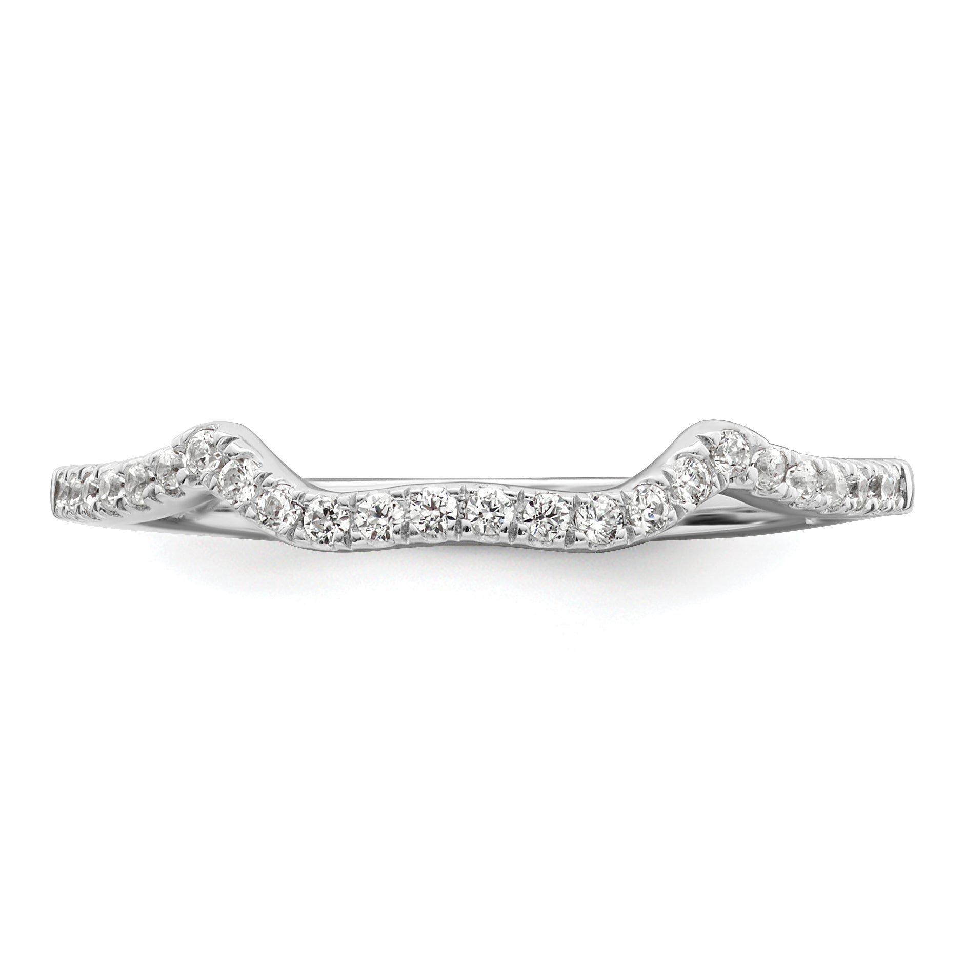 14K White Gold 1/8 Carat Diamond Contoured Complete Wedding Band