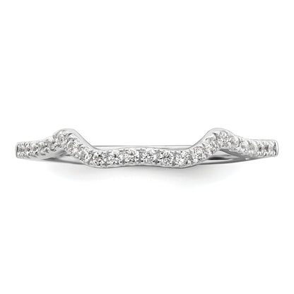 14K White Gold 1/8 Carat Diamond Contoured Complete Wedding Band