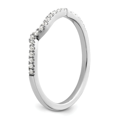 14K White Gold 1/8 Carat Diamond Contoured Complete Wedding Band
