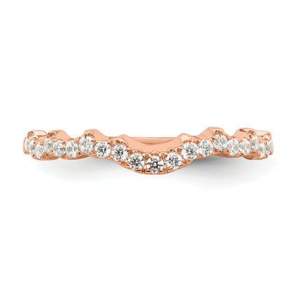 14K Rose Gold 1/4 Carat Diamond Contoured Complete Wedding Band