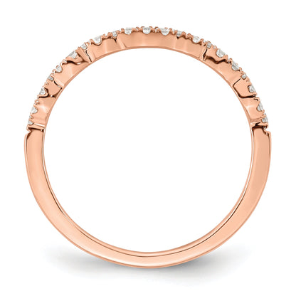 14K Rose Gold 1/5 Carat Diamond Contoured Complete Wedding Band